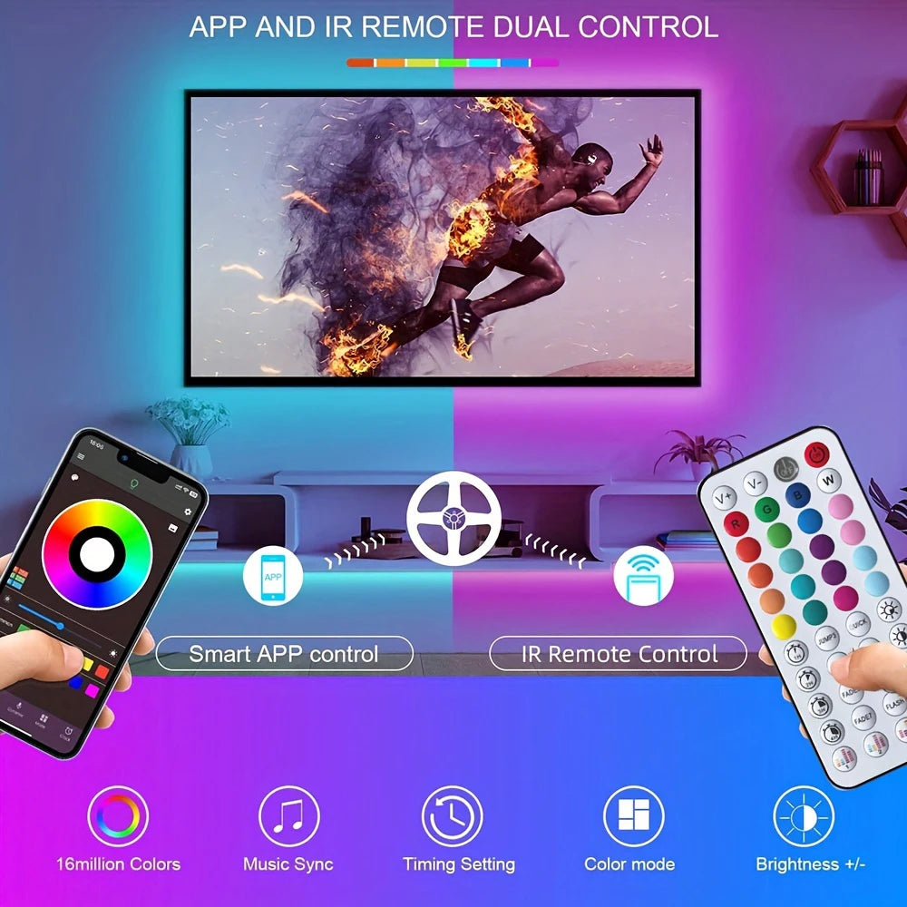 Led Strip Lights Music Sync Led Lights Room with APP Control, Flexible Ribbon Tape Lights for Home Party Decor TV Backlight (Copy)