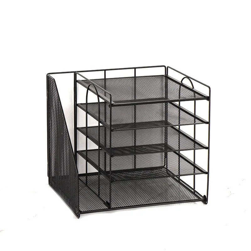 Desk Organizer and Accessories 5-Tier Paper Letter Tray with File Holder Desk Organizer for Office/Home/School Supplies Black