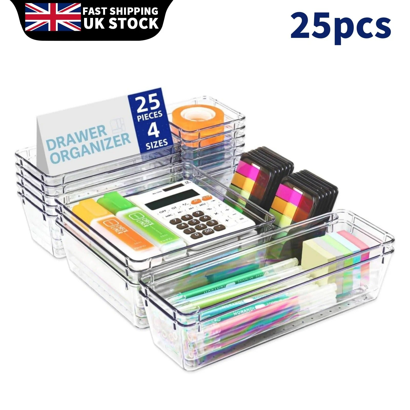 25Pcs Transparent Box Storage Organizer