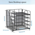 Desk Organizer and Accessories 5-Tier Paper Letter Tray with File Holder Desk Organizer for Office/Home/School Supplies Black