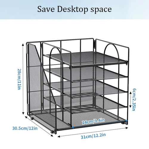 Desk Organizer and Accessories 5-Tier Paper Letter Tray with File Holder Desk Organizer for Office/Home/School Supplies Black