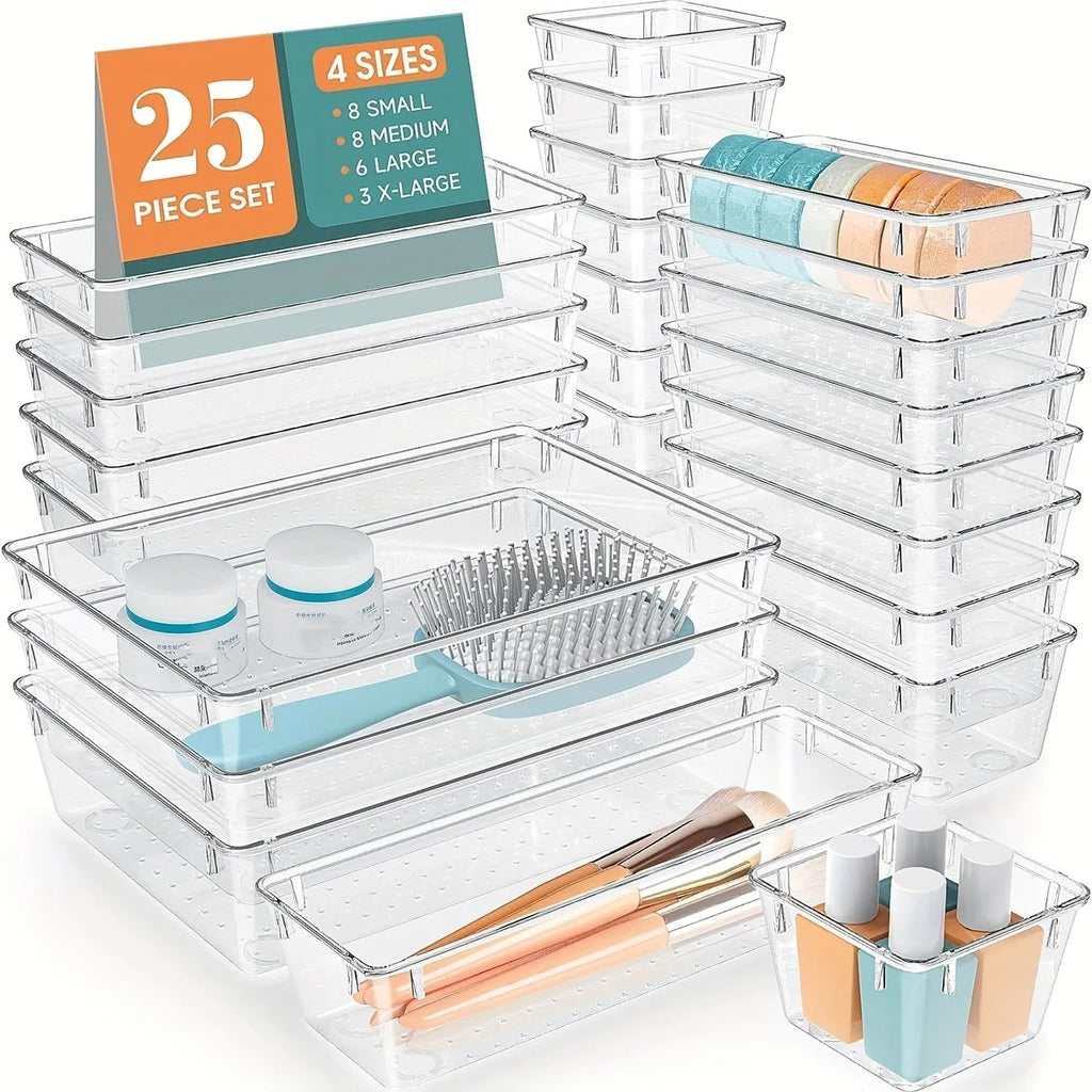 25Pcs Transparent Box Storage Organizer